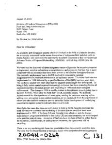 August 13,2004 Division of Dockets Management (HFA-305) Food and Drug Administration 5630 Fishers Lane Room 1061 Rockville, MD 20852