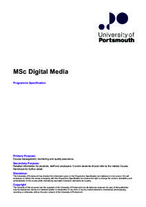 MSc Digital Media Programme Specification EDM-DJPrimary Purpose: Course management, monitoring and quality assurance.