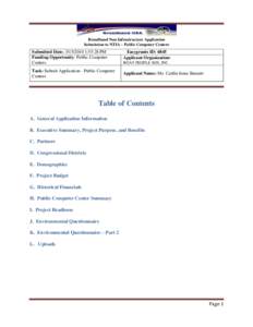 Broadband Non-Infrastructure Application Submission to NTIA – Public Computer Centers Submitted Date: [removed]:55:28 PM Funding Opportunity: Public Computer Centers