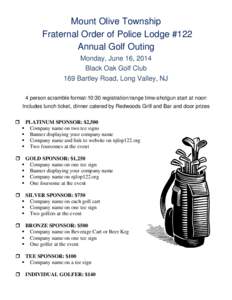 Mount Olive Township Fraternal Order of Police Lodge #122 Annual Golf Outing