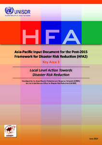 KEY AREA 3  Local Level Action Towards Disaster Risk Reduction  Local Level Action Towards