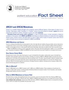 patient education  Fact Sheet PFS007: BRCA1 and BRCA2 Mutations  MARCH 2015