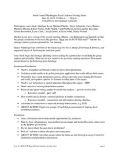 North Central Washington Food Coalition Meeting Notes June 10, [removed]:00 a.m. – 1:00 p.m. Twisp Public Development Authority Participants: Amy Stork, Marilynn Lynn, Michael Pilarski, Sherri Schneider, Carey Hunter, Ma