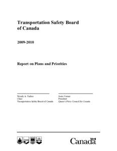 Transportation Safety Board of Canada[removed]Report on Plans and Priorities