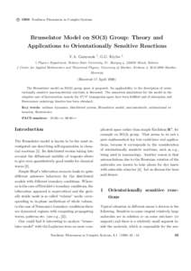 c 1998 Nonlinear Phenomena in Complex Systems ° Brusselator Model on SO(3) Group: Theory and Applications to Orientationally Sensitive Reactions V.A. Gaisyonok † , G.G. Krylov