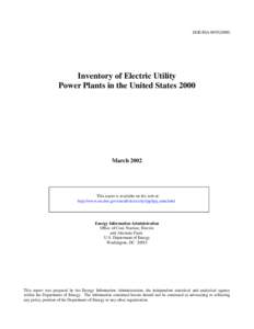 Inventory of Electric Utility Power Plants in the United States 2000