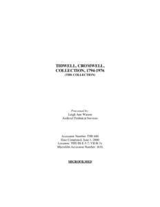Cromwell Tidwell Collection, [removed]