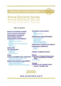 Central Bank of Trinidad and Tobago  Annual Economic Survey Annual Economic Survey Annual Economic Survey TABLE OF CONTENTS