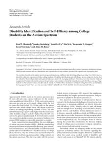 Disability Identification and Self-Efficacy among College Students on the Autism Spectrum