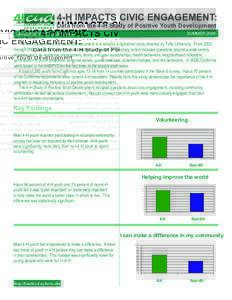 4-H IMPACTS CIVIC ENGAGEMENT: Data from the 4-H Study of Positive Youth Development SUMMER 2009 UNIVERSITY OF CALIFORNIA
