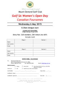 Adelaide’s most beautiful test of golf  Mount Osmond Golf Club Golf SA Women’s Open Day Canadian Foursomes