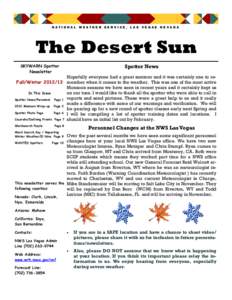 NATIONAL WEATHER SERVICE, LAS VEGAS NEVADA  The Desert Sun SKYWARN Spotter Newsletter