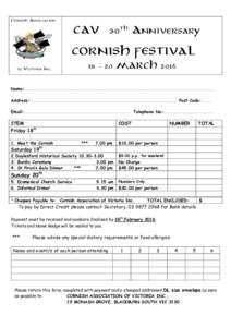 Cornish Association  CAV 30th Anniversary