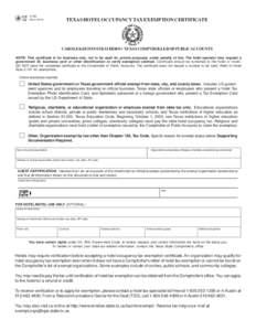 RevTEXAS HOTEL OCCUPANCY TAX EXEMPTION CERTIFICATE CLEAR FORM