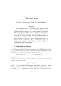 Fibonacci notes Peter J. Cameron and Dima G. Fon-Der-Flaass Abstract These notes put on record part of the contents of a conversation the first author had with John Conway in November 1996, concerning some remarkable pro