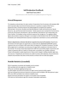 Draft - December 3, 2009  Self Evaluation Feedback State Fiscal Years[removed]State Americans with Disabilities Act (ADA) Compliance Program