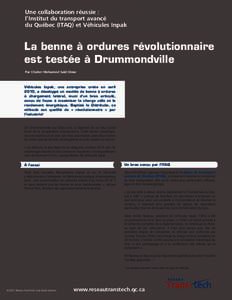 Une collaboration réussie : l’Institut du transport avancé du Québec (ITAQ) et Véhicules Inpak La benne à ordures révolutionnaire est testée à Drummondville