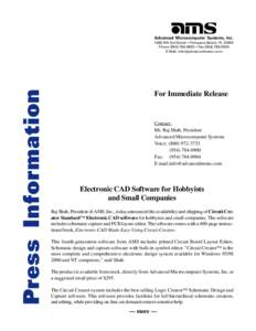 Advanced Microcomputer Systems, Inc.  Press Information 1460 SW 3rd Street  Pompano Beach, FLPhone  Fax