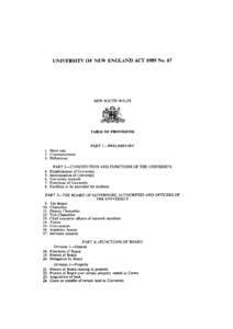 UNIVERSITY OF NEW ENGLAND ACT 1989 No. 67  NEW SOUTH WALES TABLE OF PROVISIONS