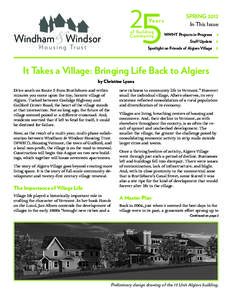 SPRING 2012 In This Issue WWHT Projects in Progress 4 Staff Update 6 Spotlight on Friends of Algiers Village 8