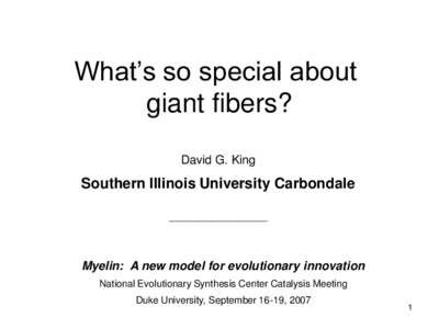 What’s so special about giant fibers? David G. King Southern Illinois University Carbondale _____________________