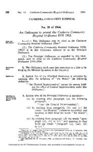 102  No. 18 Canberra Community Hospital Ordinance.