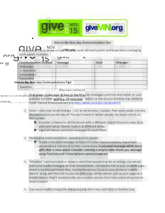    	
   Give	
  to	
  the	
  Max	
  Day	
  Communications	
  Tips	
   	
  