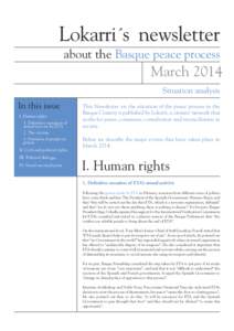 Lokarri´s newsletter about the Basque peace process March 2014 Situation analysis