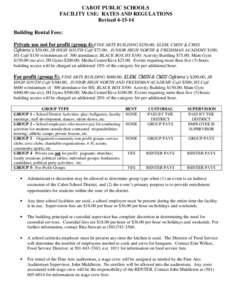 CABOT PUBLIC SCHOOLS FACILITY USE: RATES AND REGULATIONS Revised[removed]