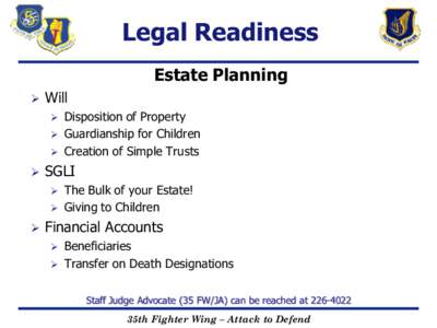 Legal Readiness Estate Planning  Will 