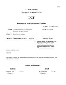 R[removed]STATE OF VERMONT AGENCY OF HUMAN SERVICES  DCF