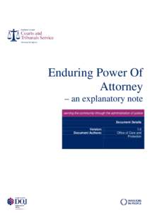 Enduring Power Of Attorney  – an explanatory note