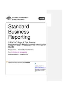 Standard Business Reporting SRO VIC Payroll Tax Annual Reconciliation Message Implementation Guide