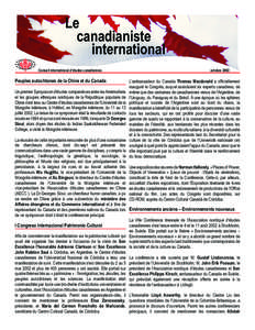 Le canadianiste international Conseil international d’études canadiennes  Peuples autochtones de la Chine et du Canada