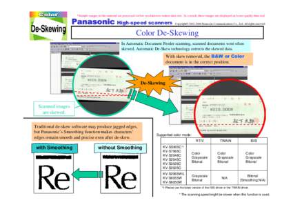 *Sample images in this material are processed on low resolution to reduce data size. As a result, these images are displayed on lower quality than real.  Panasonic High-speed scanners Copyright© [removed]Panasonic Comm