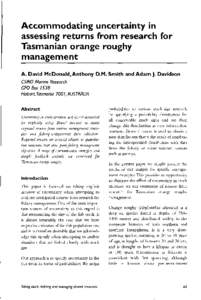 L  Accommodating uncertainty in assessing returns from research for Tasmanian orange roughy management