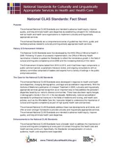 National CLAS Standards: Fact Sheet