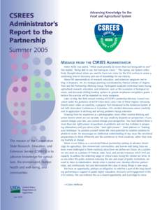 Advancing Knowledge for the Food and Agricultural System CSREES Administrator’s Report to the