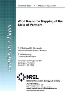 Wind Resource Mapping of the State of Vermont