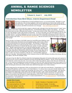 ANIMAL & RANGE SCIENCES NEWSLETTER Volume 2, Issue 3 July 2009