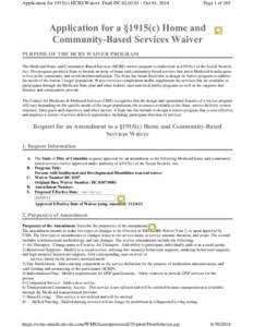 Application for 1915(c) HCBS Waiver: Draft DC[removed]Oct 01, 2014  Page 1 of 265 Application for a §1915(c) Home and Community-Based Services Waiver