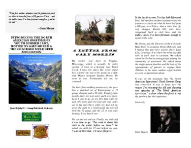 Summer camp / Waterfowl hunting / Animals in sport / Recreation / Fauna of the United States / Hunting / Mule deer