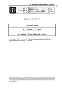 C 2009/REP-Corr.1 (English printed version only) February 2010 CONFERENCE Thirty-sixth Session Rome, 18-23 November 2009