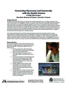 Health education / National Institutes of Health / Health / Vermont / Medicine / Dartmouth Medical School / Montshire Museum of Science