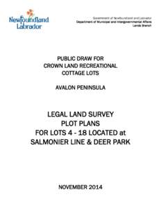 Government of Newfoundland and Labrador Department of Municipal and Intergovernmental Affairs Lands Branch PUBLIC DRAW FOR CROWN LAND RECREATIONAL