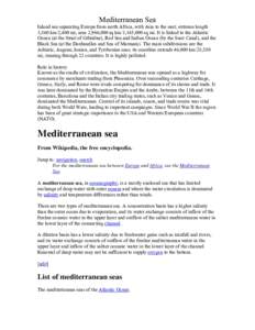 Mediterranean / Oceans / Back-arc basins / Arctic Ocean / Mediterranean sea / Gibraltar / Black Sea / Atlantic Ocean / Sea / Outline of Gibraltar / Messinian salinity crisis