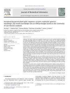 Incorporating personalized gene sequence variants, molecular genetics knowledge, and health knowledge into an EHR prototype based on the Continuity of Care Record standard