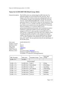 Names for GLOB blood group alleles v2Names for GLOB (ISBT 028) Blood Group Alleles General description: The GLOB system was acknowledged in 2002 when the P or globoside antigen was moved from the 209 collectio