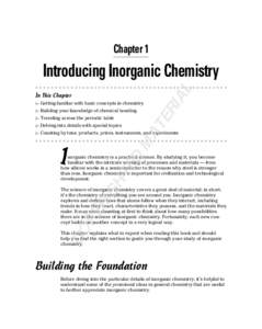 Chapter 1  AL Introducing Inorganic Chemistry In This Chapter