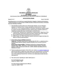 NETARHAT AAWASIYA VIDYALAYA NETARHAT P.O- NETARHAT, DISTRICT- LATEHAR (An Autonomous Body under Societies Reg. Act 1860, Ministry of HRD, Govt. of Jharkhand)